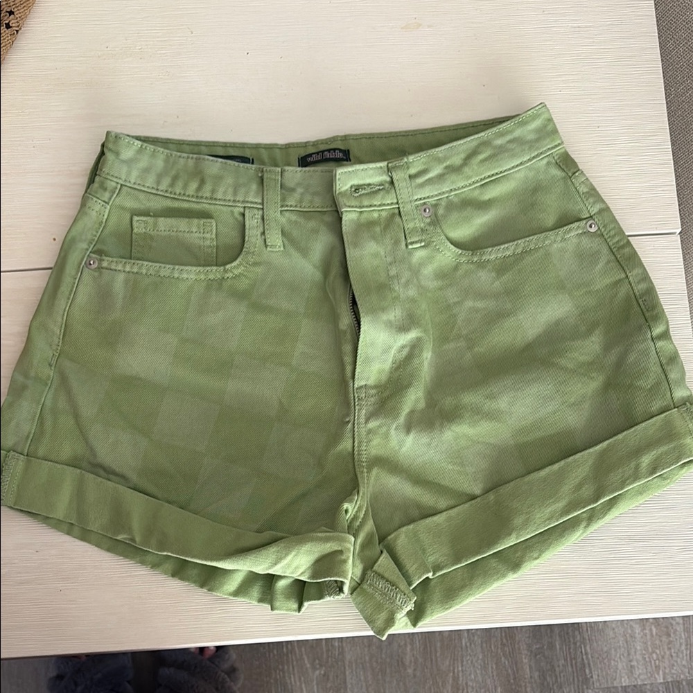 Wild Fable Light Green High Waist Women's Shorts